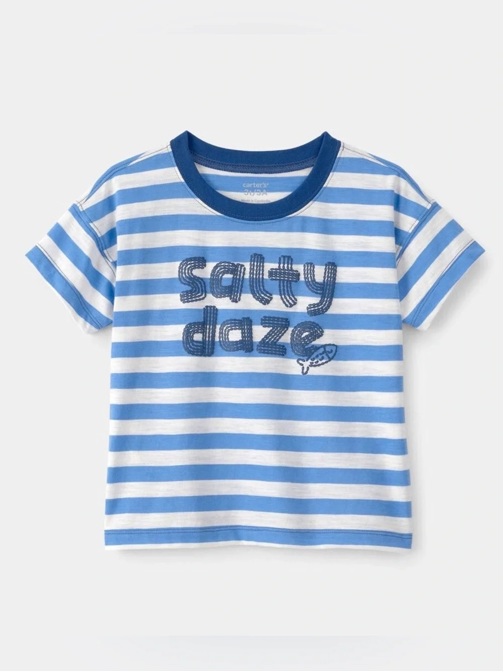 Carter's Toddler Blue & White 'Salty Daze' Striped Tee